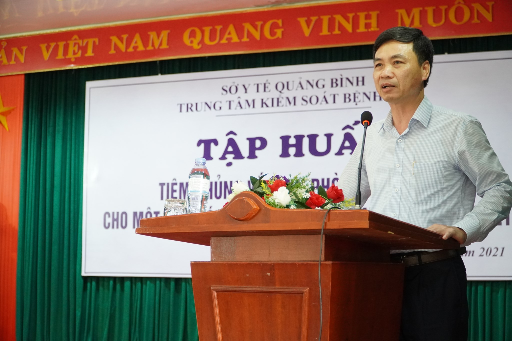 Bác sĩ CKII Nguyễn Đức Cường TUV Giám đốc Sở Y tế phát biểu tại buổi tập huấn