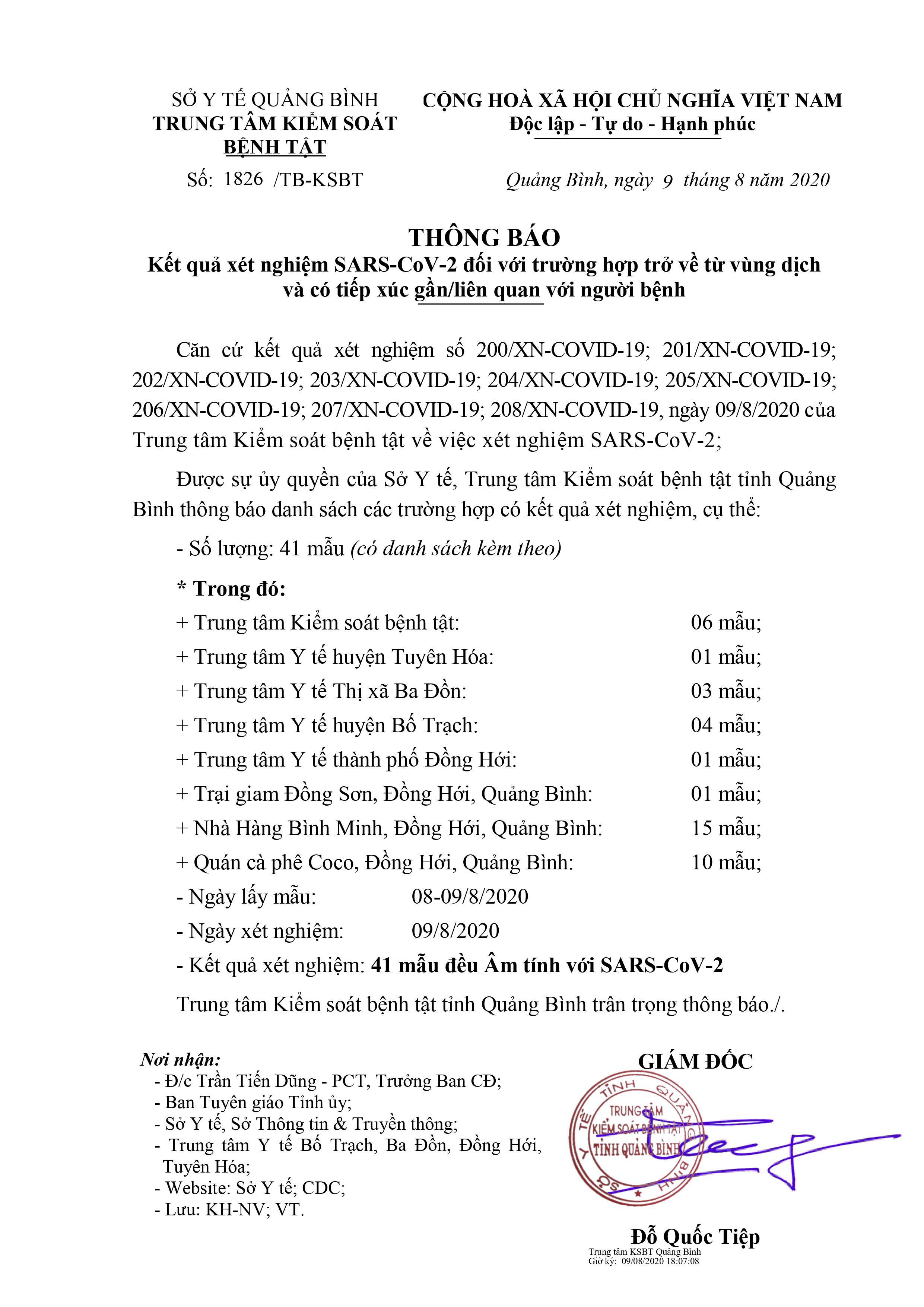 kết quả xn covi 9 8 2020