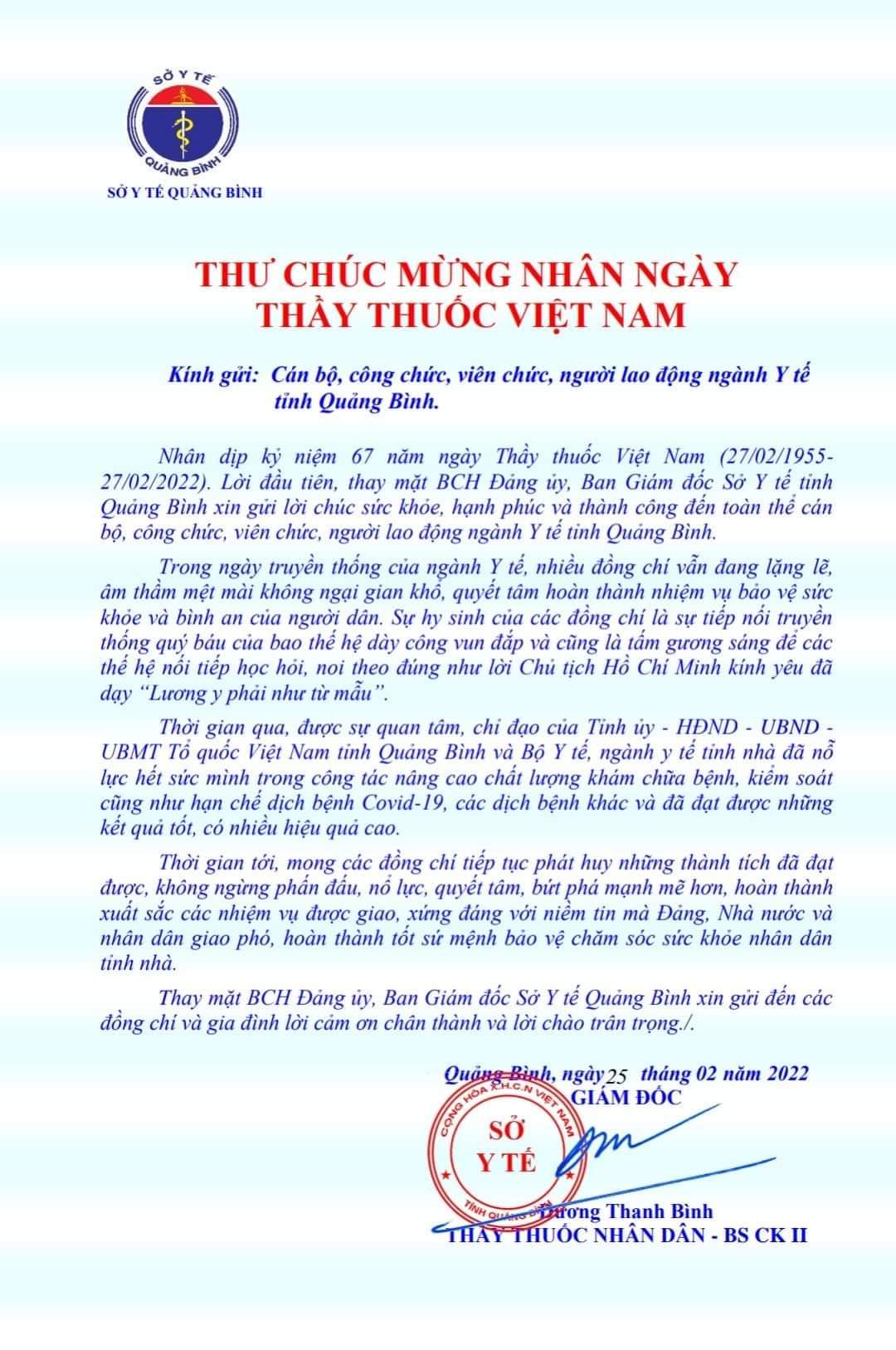 thư GĐ sở y tế 
